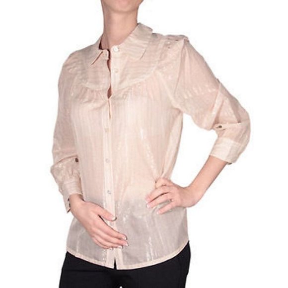 MARC by Marc  Jacobs TAPIOCA Blouse Light METALLIC Stripes ( 6 ) - Picture 1 of 1